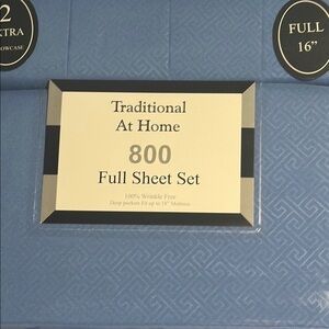 Traditional At Home Full 6pc Sheet Set Robin Blue Embossed Maze Print